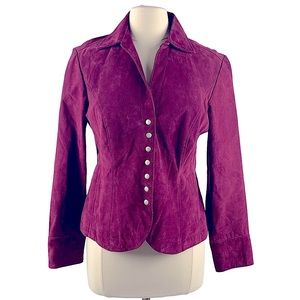 Vintage Live a Little Magenta Washable Suede Fitted Jacket Sz M
